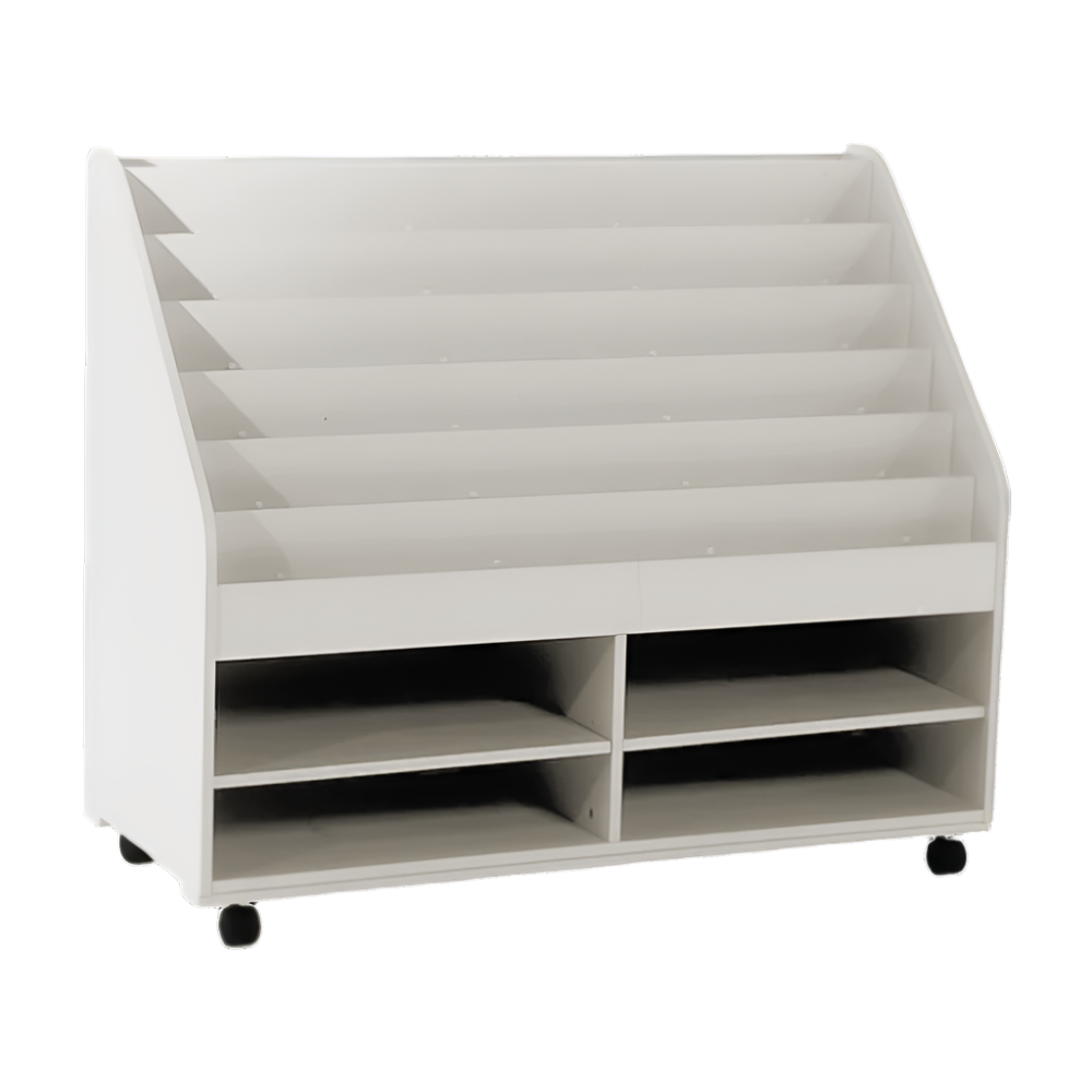 7 Tier Book Display Unit - w/Fabric Pinboard Backing