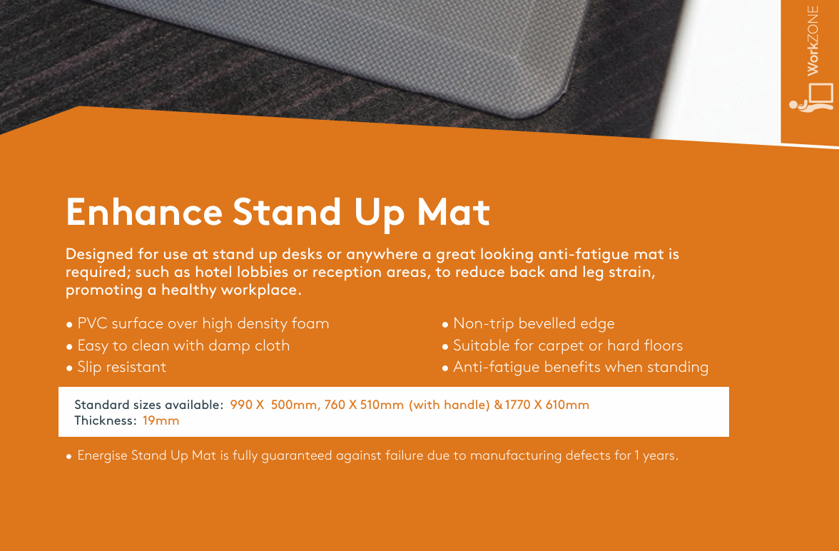 Enhance Anti-Fatigue Stand Up Desk Mat 1770x610mm