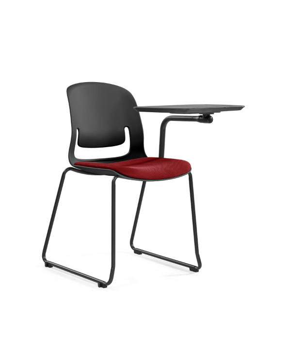 Sylex Black Pallete Sled Steel Chair w/Folding Tablet Arm