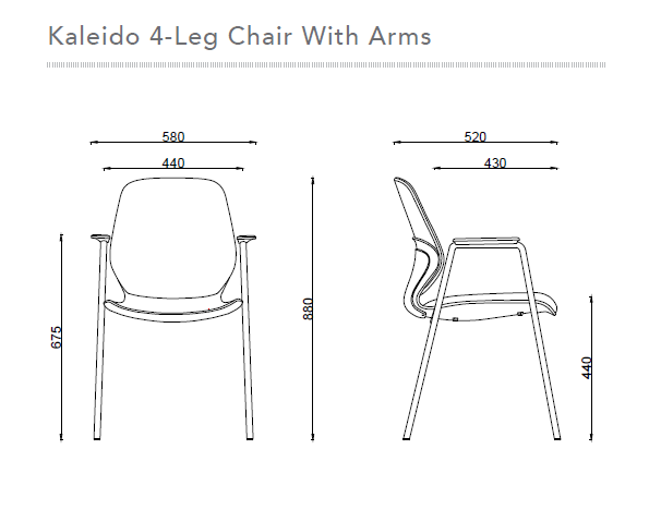 Sylex Kaleido 4-Leg Steel Chair w/Arms (Indent)