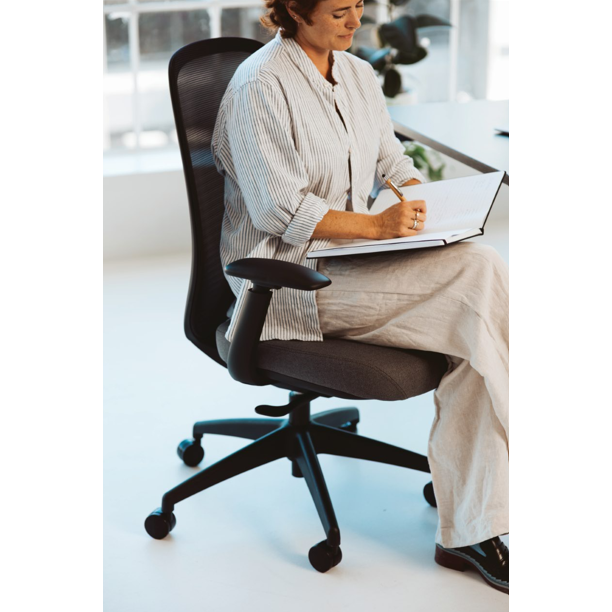 Buro Force Mesh Back Chair w/ Black Frame & Grey Seat