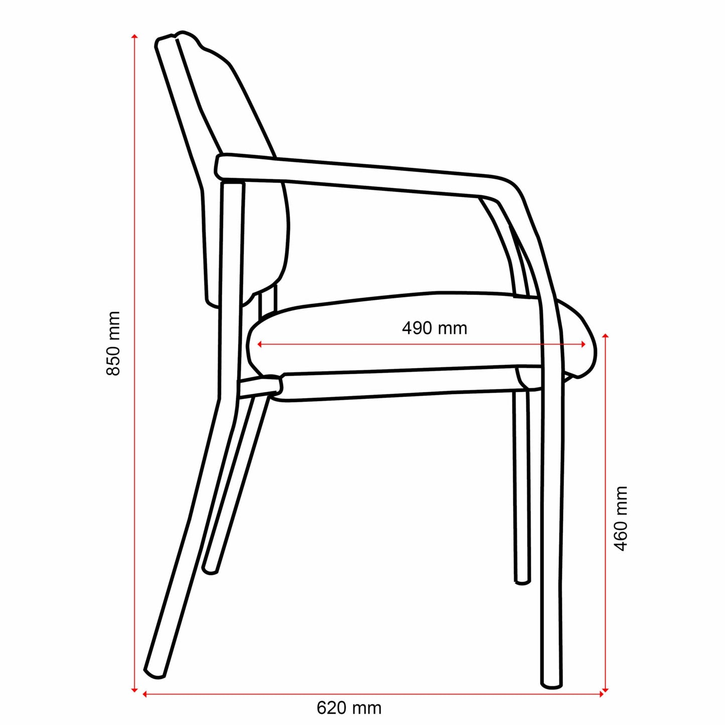Buro Lindis - 4 Leg w/ Arms Chair