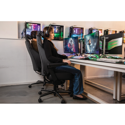 Buro Maverick 24/7 Controller Chair, Black Leather w/ Arms