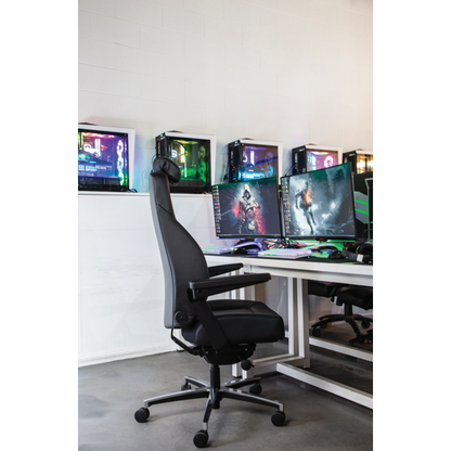 Buro Maverick 24/7 Controller Chair, Black Leather w/ Arms