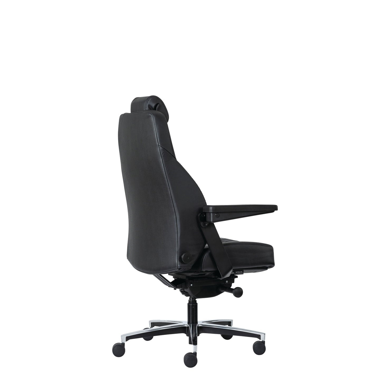 Buro Maverick 24/7 Controller Chair, Black Leather w/ Arms