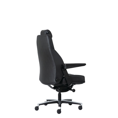 Buro Maverick 24/7 Controller Chair, Black Leather w/ Arms