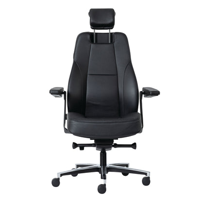 Buro Maverick 24/7 Controller Chair, Black Leather w/ Arms