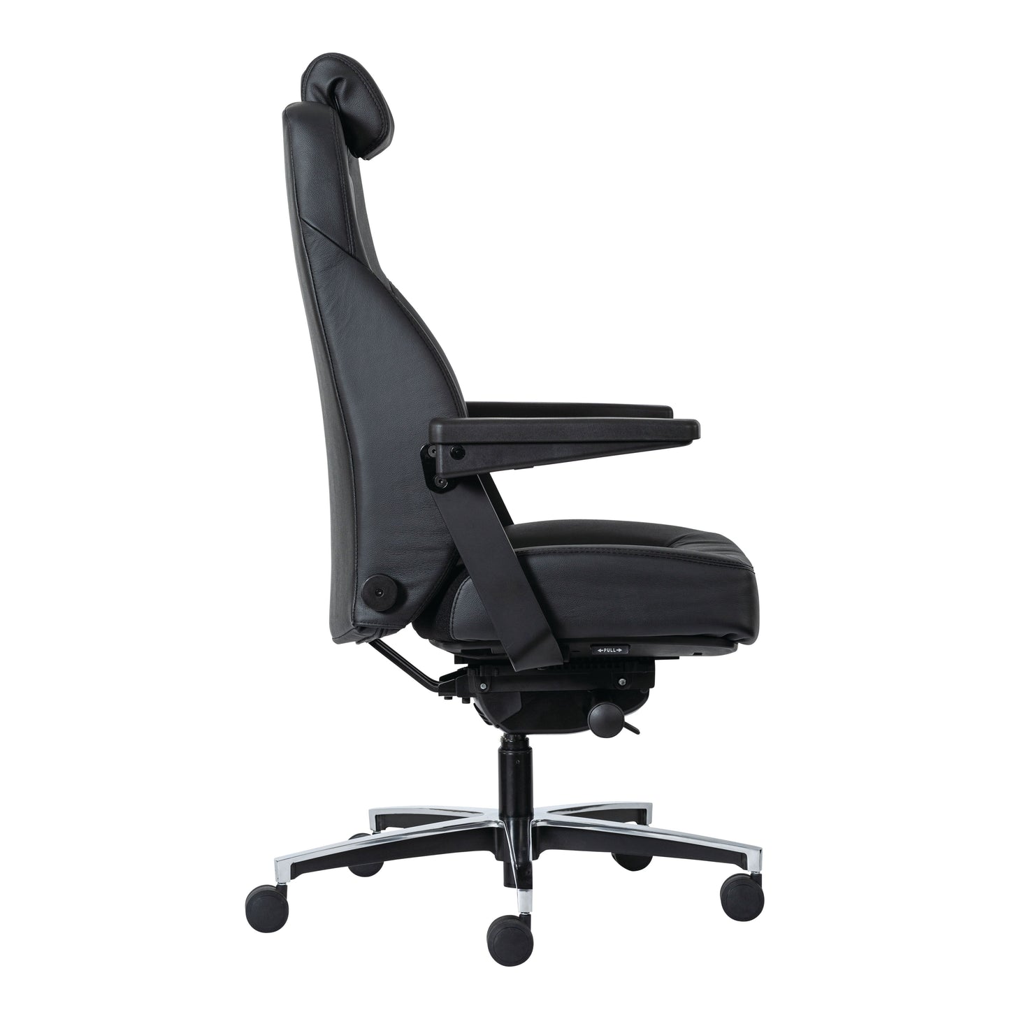 Buro Maverick 24/7 Controller Chair, Black Leather w/ Arms