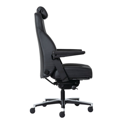 Buro Maverick 24/7 Controller Chair, Black Leather w/ Arms