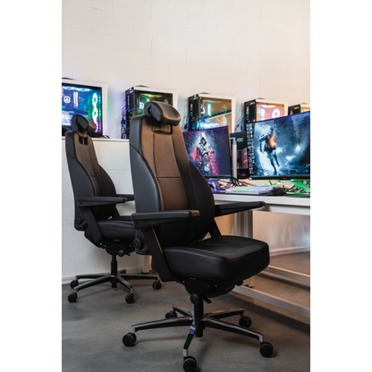 Buro Maverick 24/7 Controller Chair, Black Leather w/ Arms