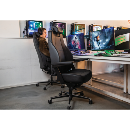 Buro Maverick 24/7 Controller Chair, Black Leather w/ Arms