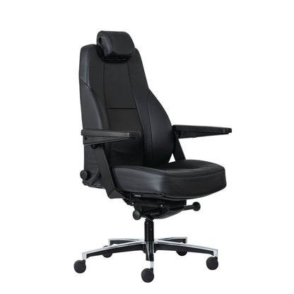 Buro Maverick 24/7 Controller Chair, Black Leather w/ Arms