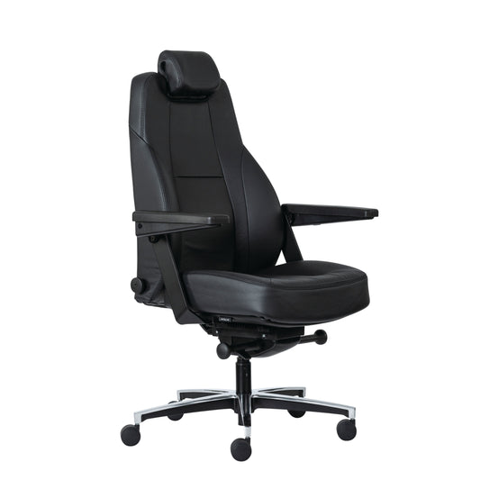 Buro Maverick 24/7 Controller Chair, Black Leather w/ Arms