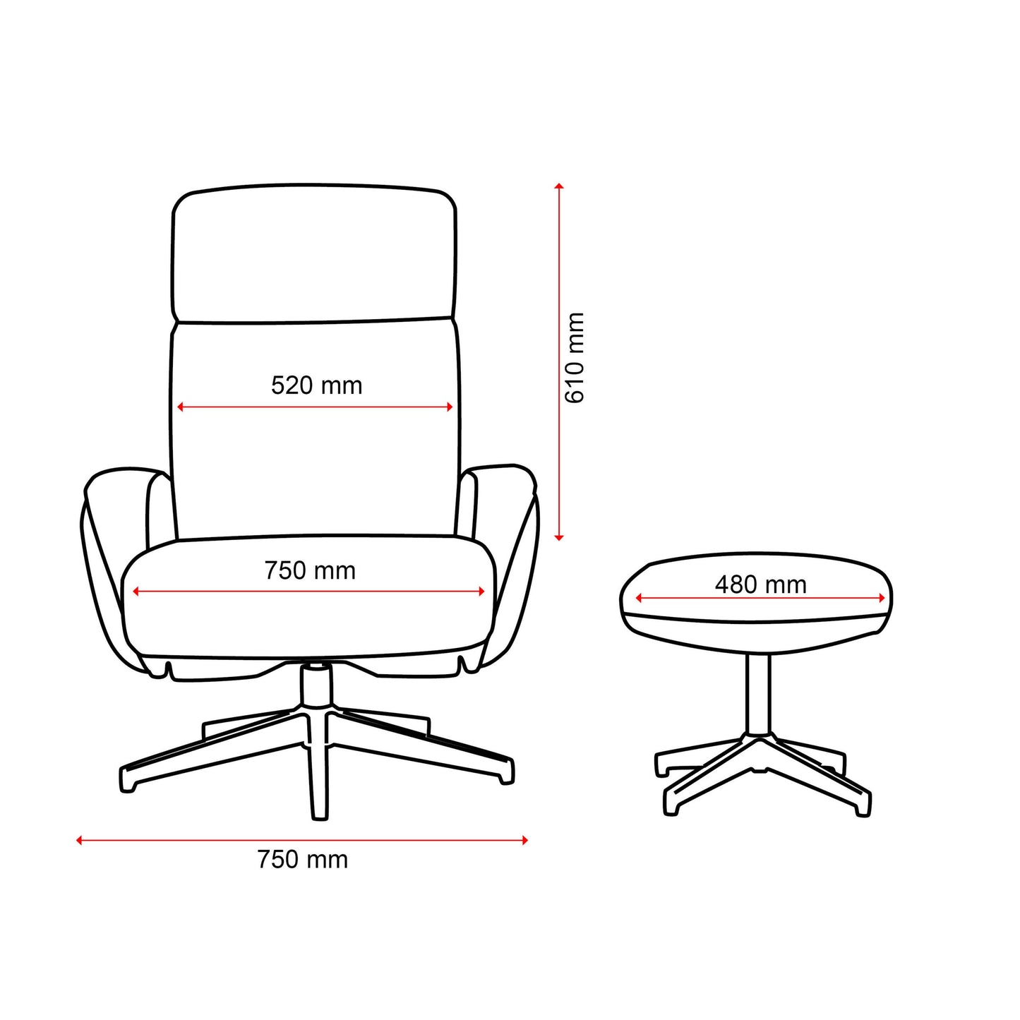 Buro Maya Recliner w/ Footstool Ottoman