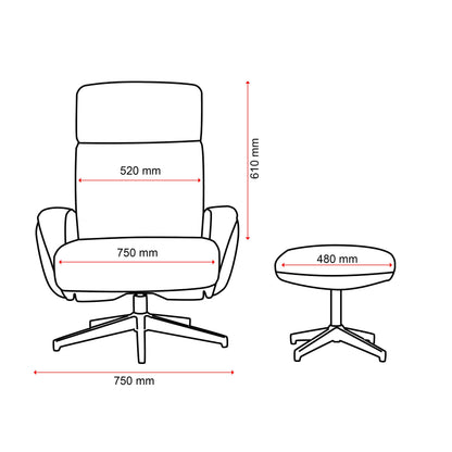 Buro Maya Recliner w/ Footstool Ottoman