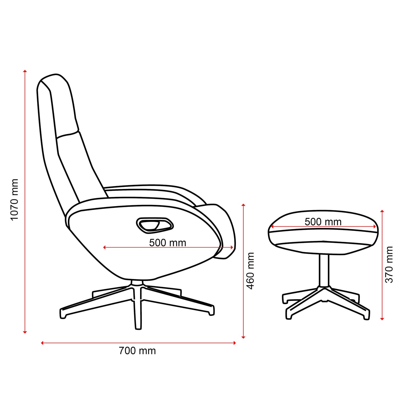 Buro Maya Recliner w/ Footstool Ottoman