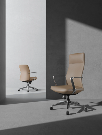 Director High Back Tan Leather Chair