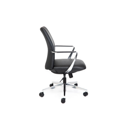 Director Mid Back Black Leather Chair