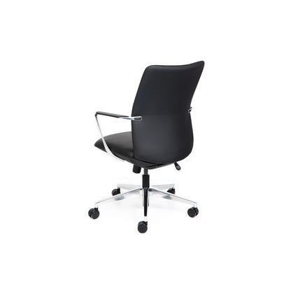 Director Mid Back Black Leather Chair