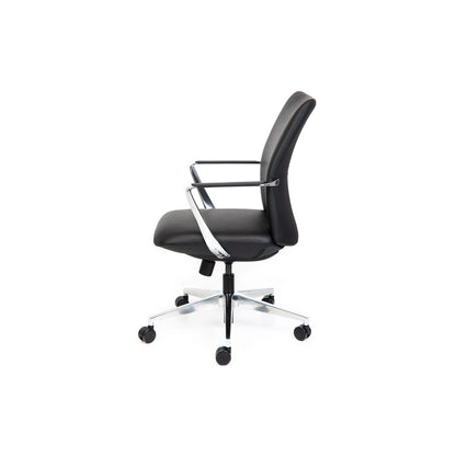 Director Mid Back Black Leather Chair
