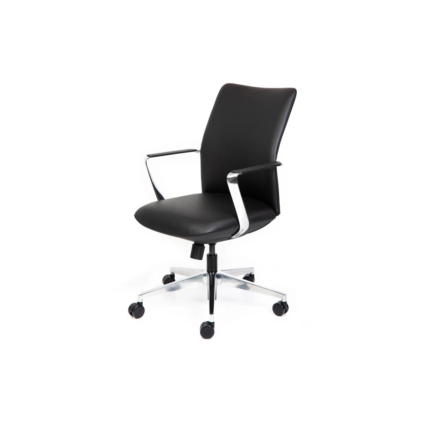 Director Mid Back Black Leather Chair