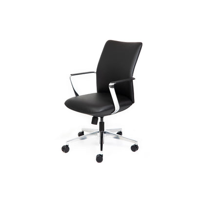 Director Mid Back Black Leather Chair