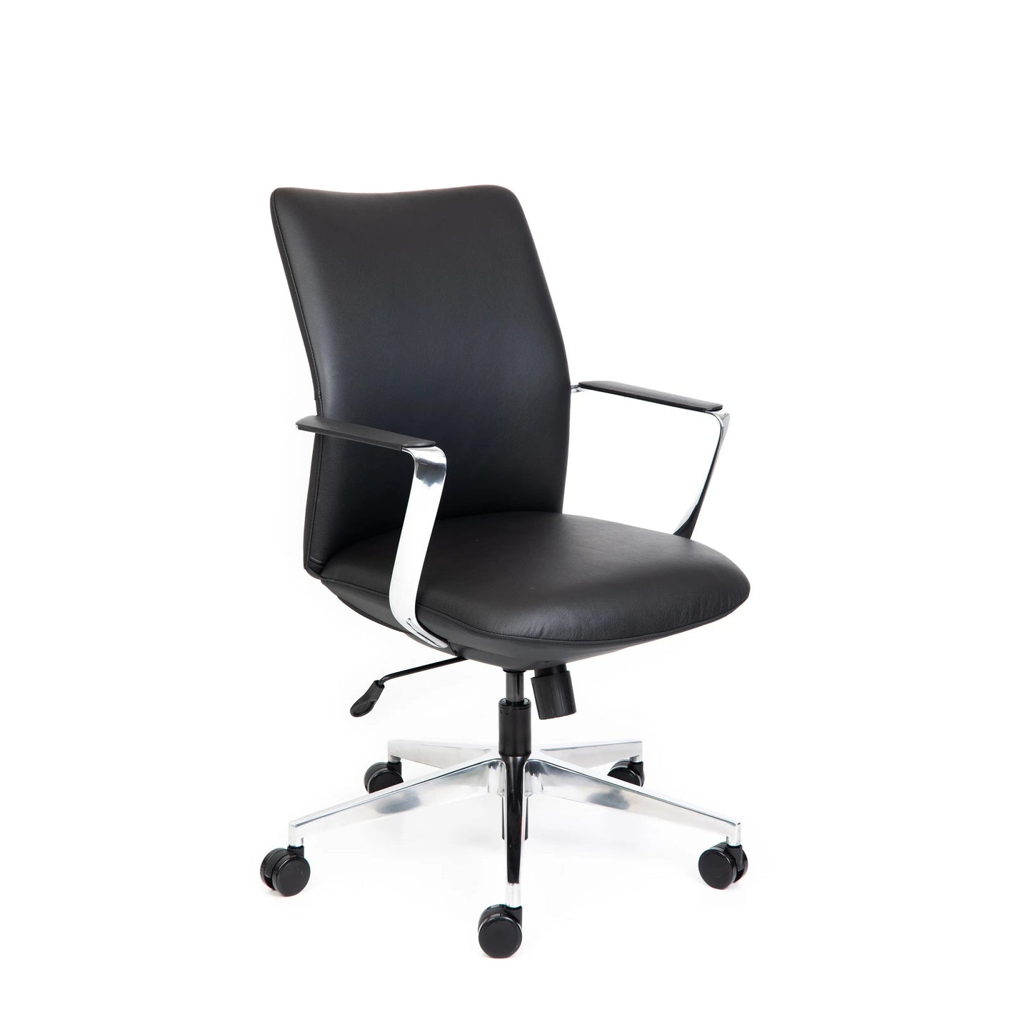 Director Mid Back Black Leather Chair