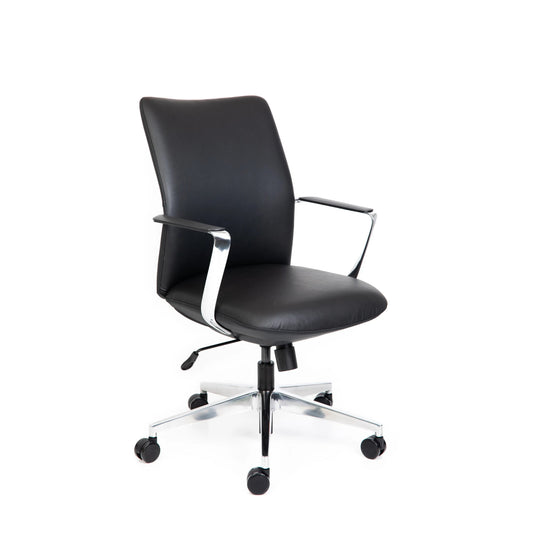 Director Mid Back Black Leather Chair