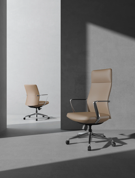 Director Mid Back Tan Leather Chair