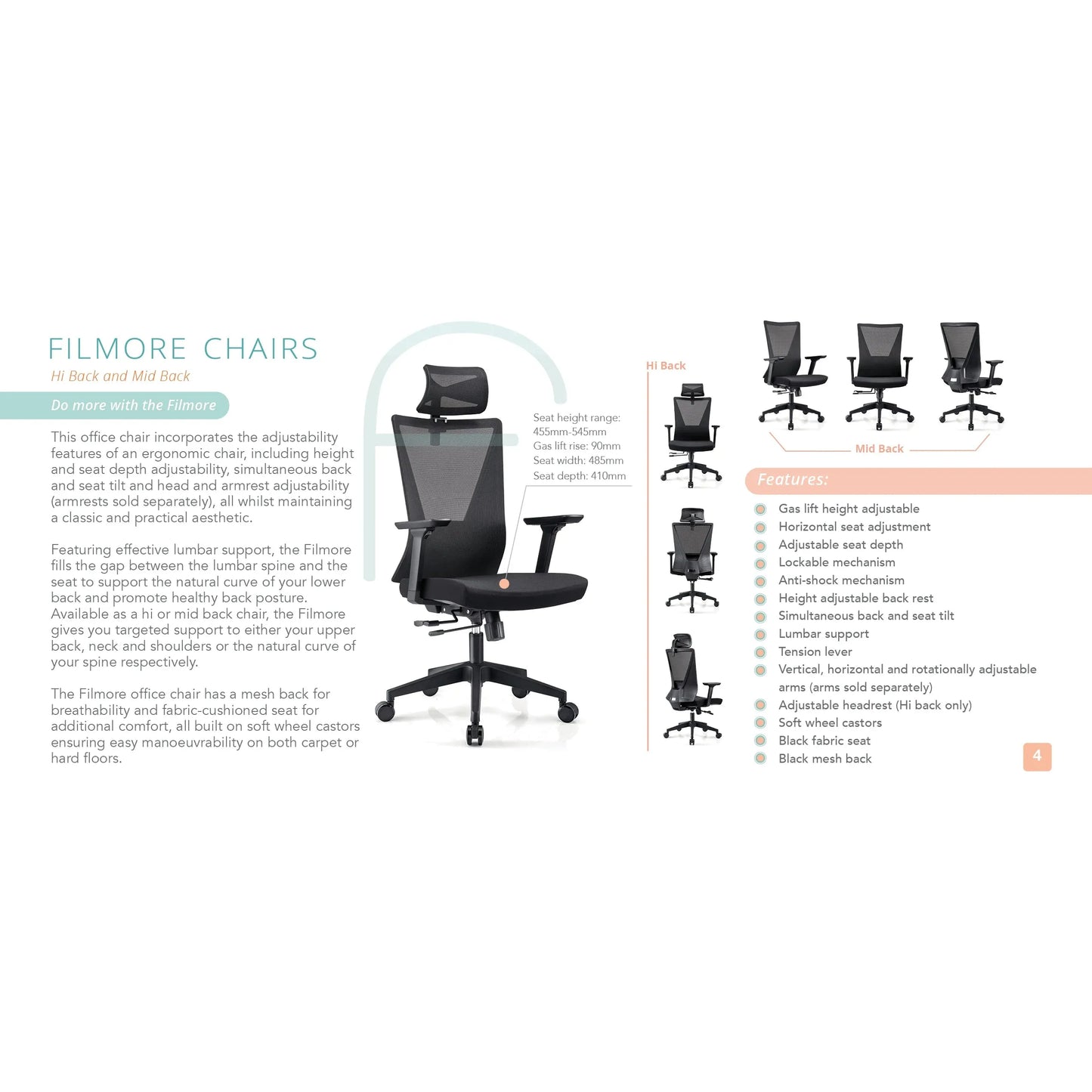 Filmore High Back Chair