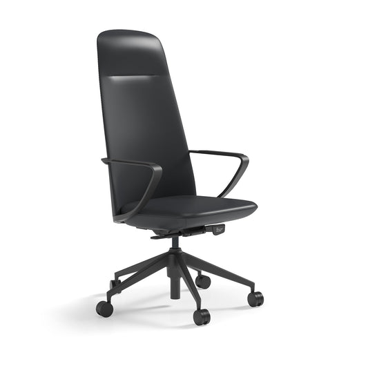 Knights Aero Executive Highback Black Leather Chair w/ Arms