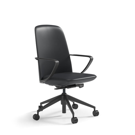 Knights Aero Executive Midback Black Leather Chair w/ Arms