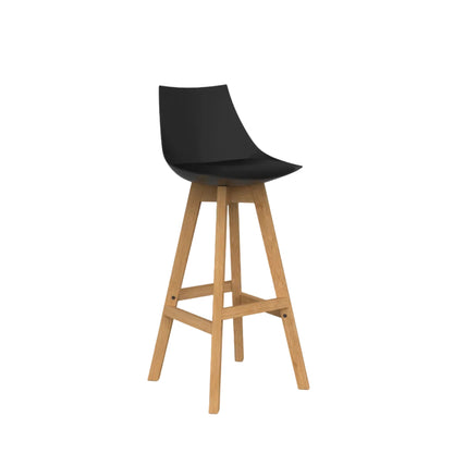 Knights Luna Black Barstool w/Oak Base