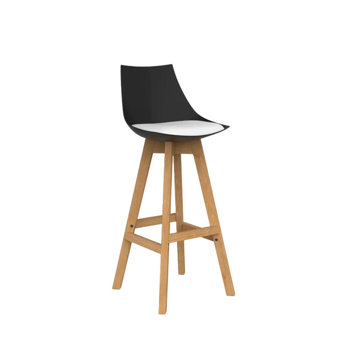 Knights Luna Black Barstool w/Oak Base