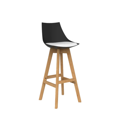 Knights Luna Black Barstool w/Oak Base