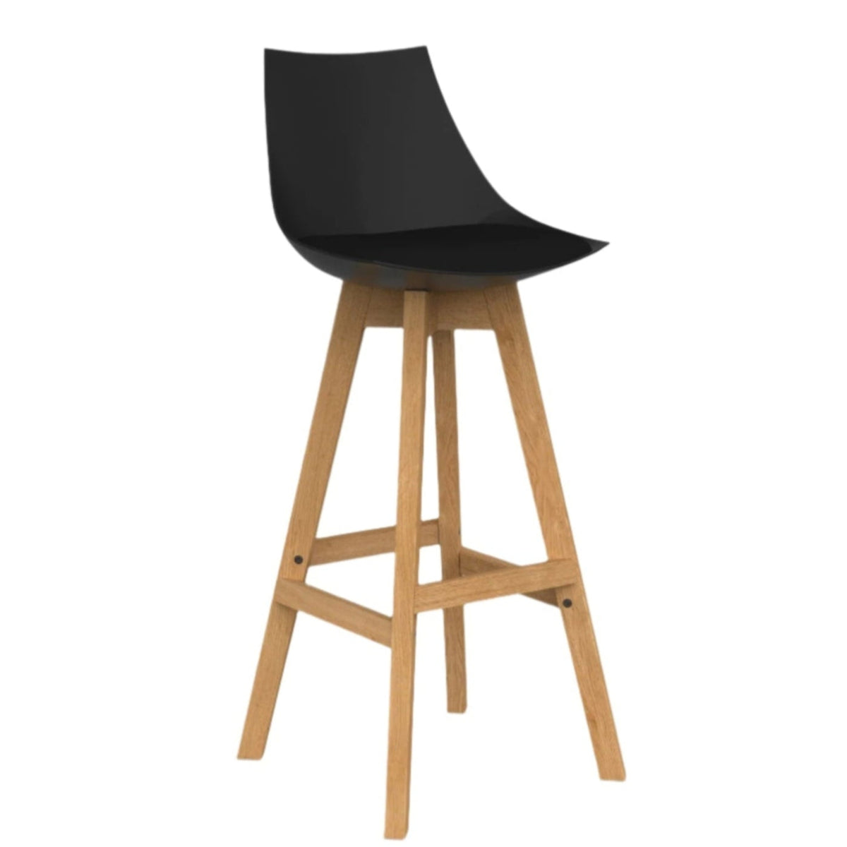 Knights Luna Black Barstool w/Oak Base