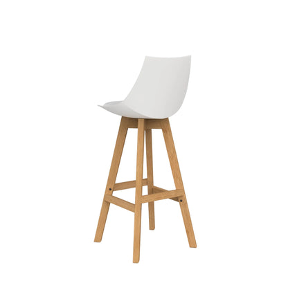 Knights Luna White Barstool w/Oak Base