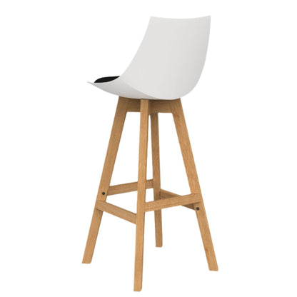 Knights Luna White Barstool w/Oak Base