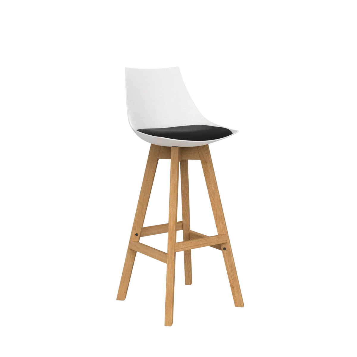 Knights Luna White Barstool w/Oak Base