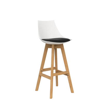 Knights Luna White Barstool w/Oak Base