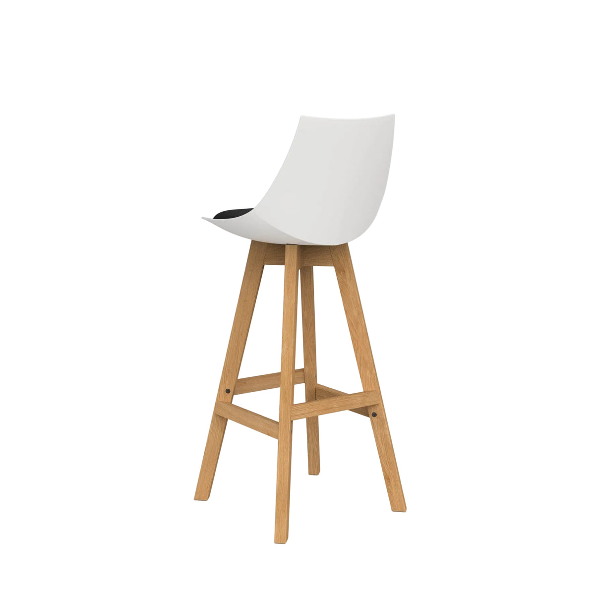 Knights Luna White Barstool w/Oak Base