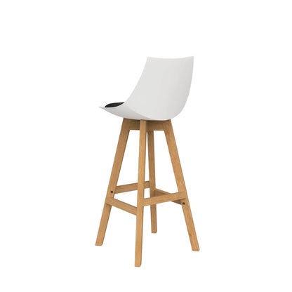 Knights Luna White Barstool w/Oak Base