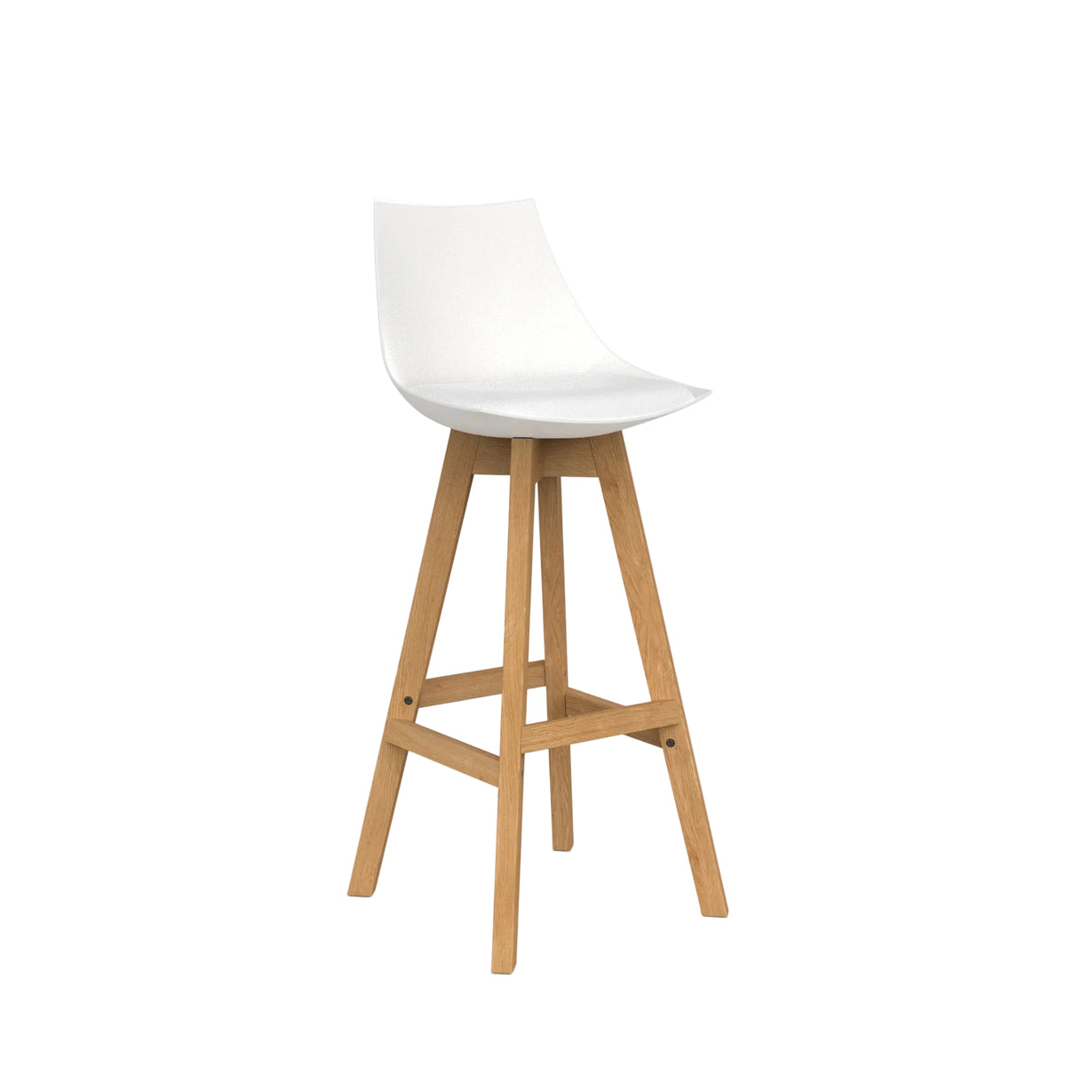 Knights Luna White Barstool w/Oak Base