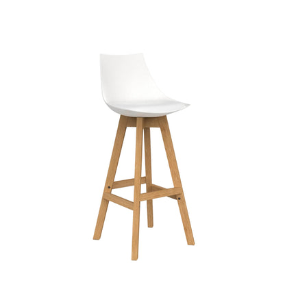 Knights Luna White Barstool w/Oak Base