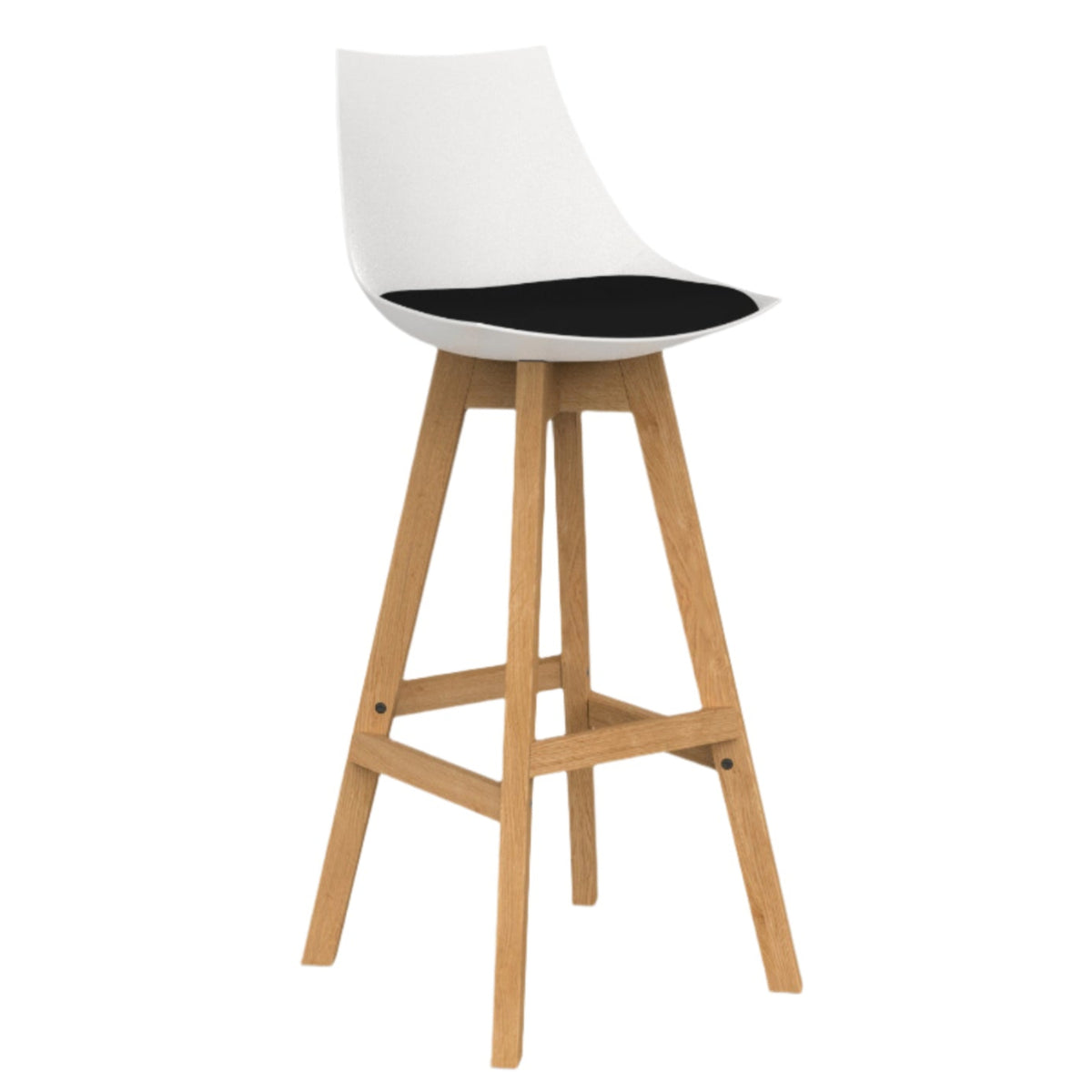 Knights Luna White Barstool w/Oak Base