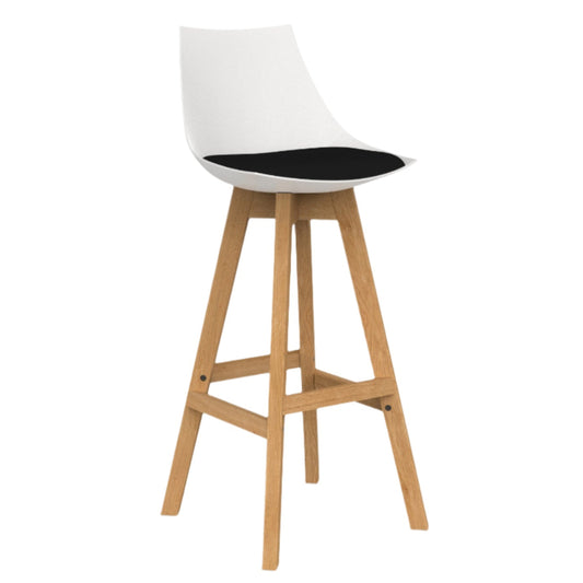Knights Luna White Barstool w/Oak Base