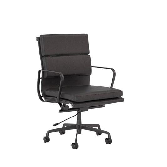 Knights Vogue Black Leather Midback Executive Chair w/ Arms