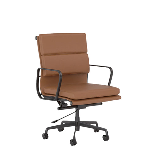 Knights Vogue Tan Leather Midback Executive Chair w/ Arms