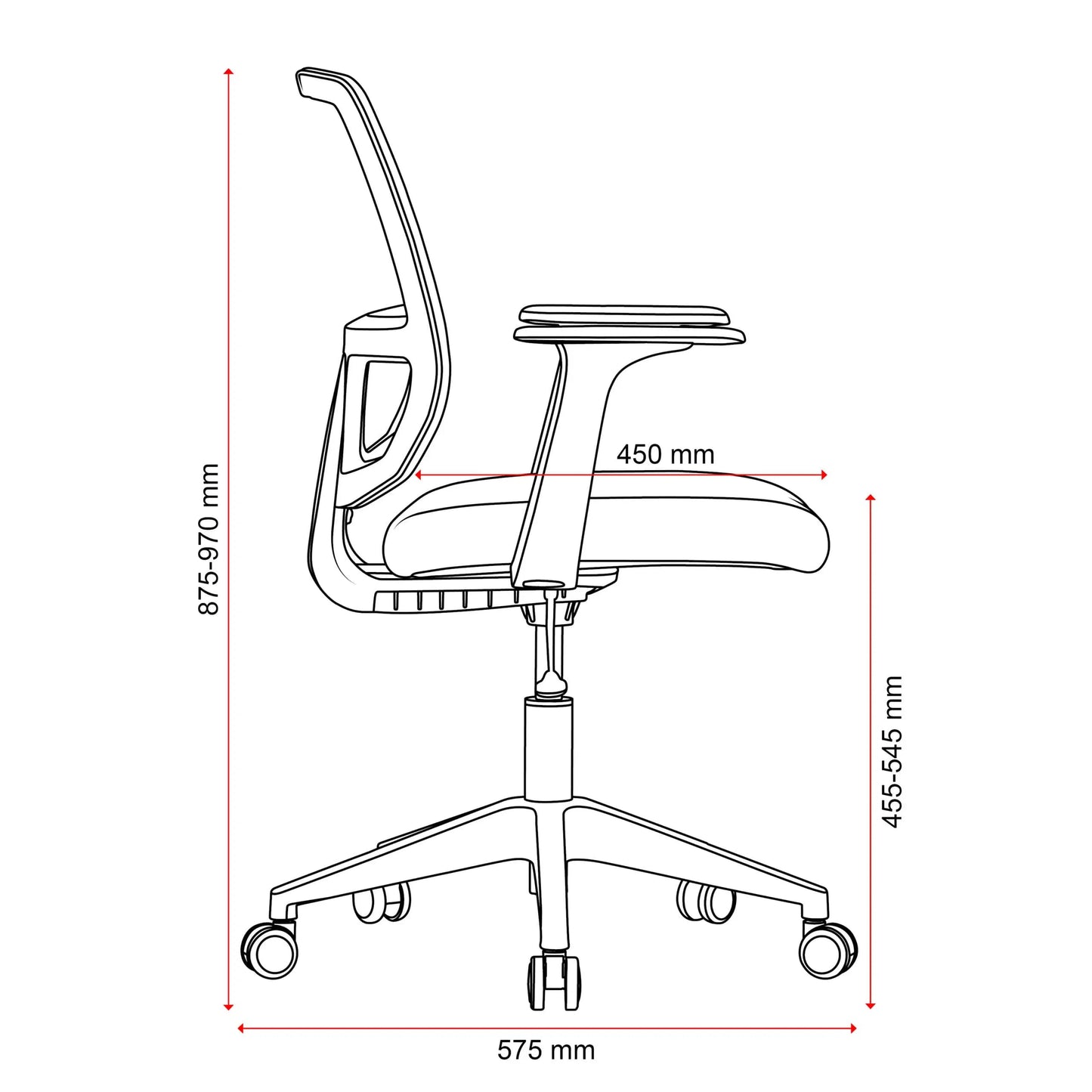 Mondo Brook Mesh Mid Back Chair w/ Arms
