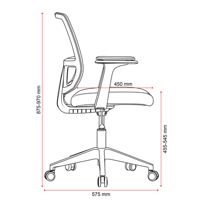 Mondo Brook Mesh Mid Back Chair w/ Arms